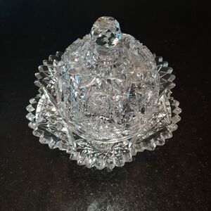 Preowned, cut glass dish